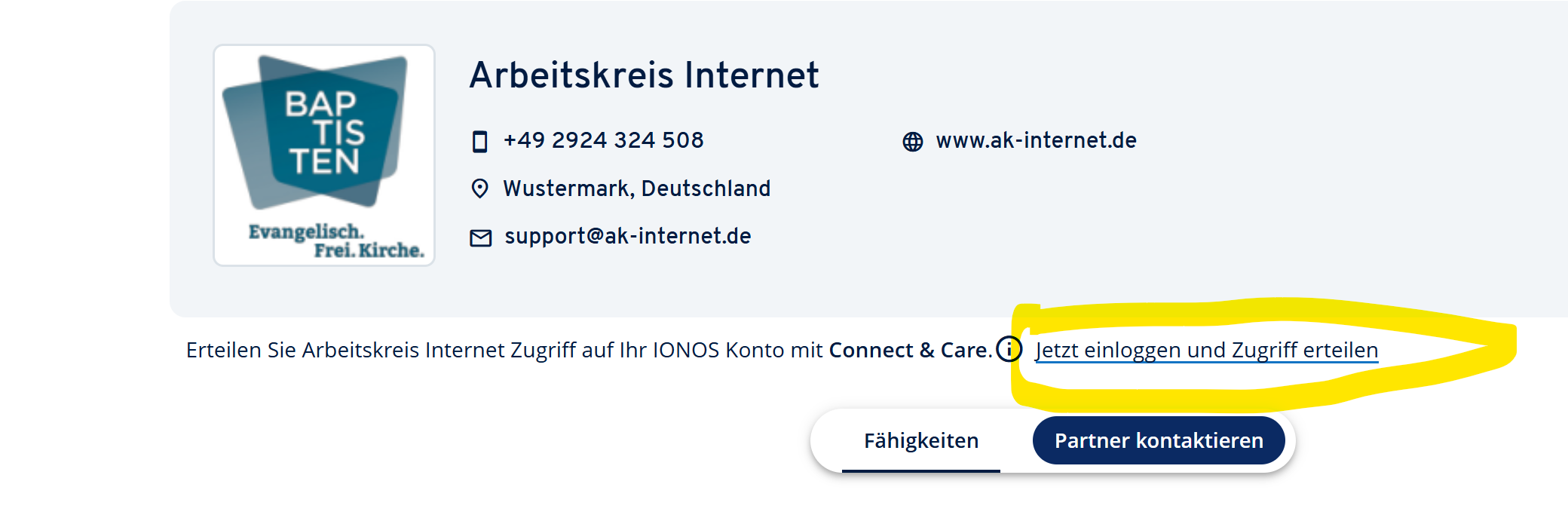 Verpartnerung IONOS